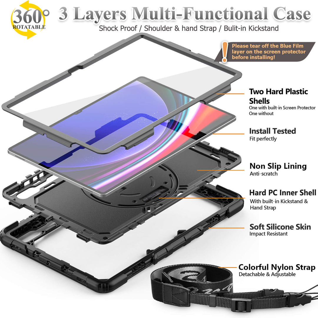 SEYMAC Case for Galaxy Tab S9 Ultra | FORT-S PRO#colour_black