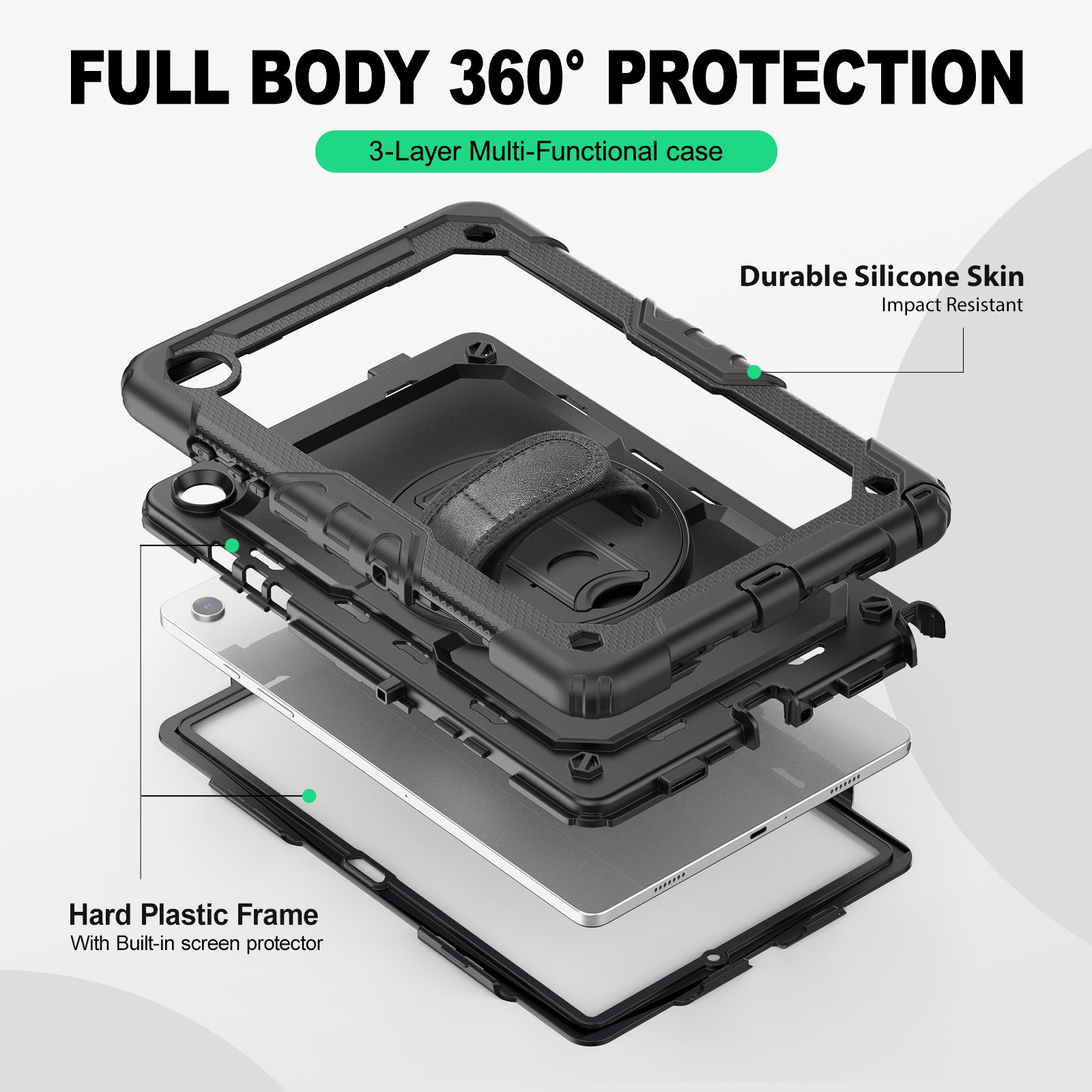 Samsung Galaxy Tab A11+ 11-Inch Rugged Case with Adjustable Hand Strap