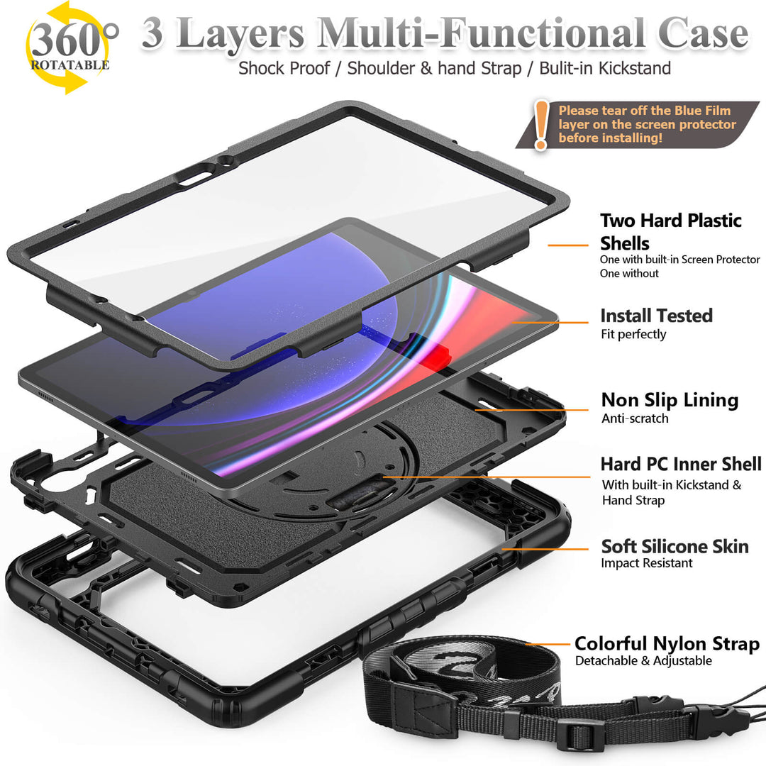 SEYMAC Case for Galaxy Tab S9 | FORT-S PRO#colour_black