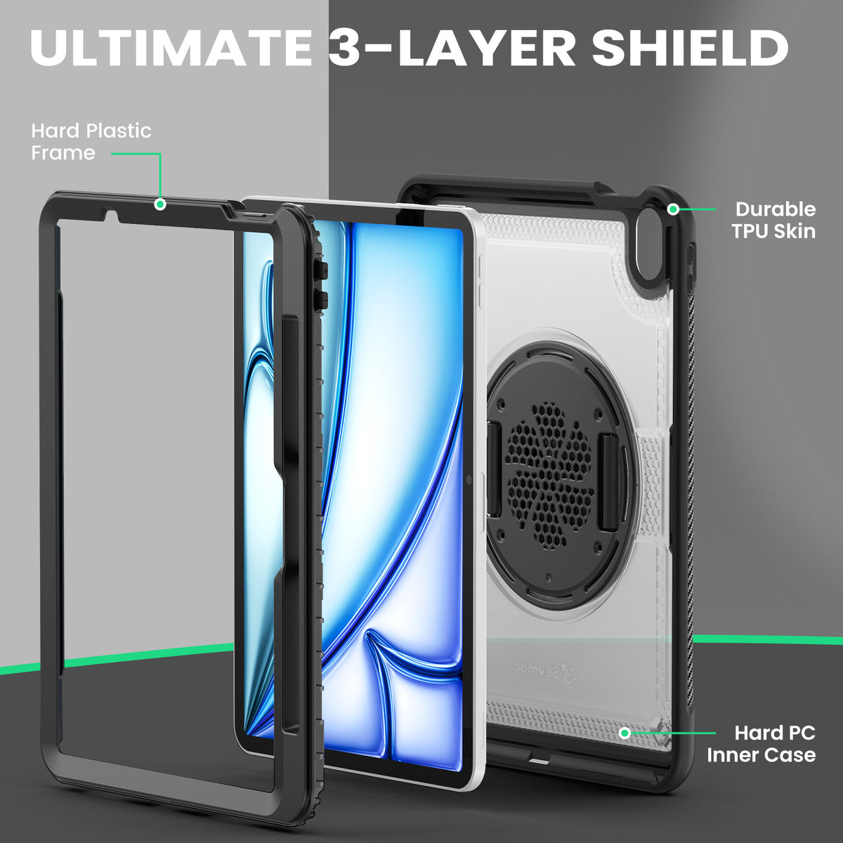 SEYMAC iPad Air 11 Inch Case (M2/M3) (2024/2025)-TPU-S Series-Transparent-SEYMAC