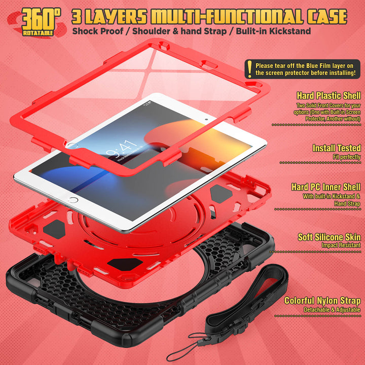 Seymac Rugged Case for iPad 7th/8th/9th Gen 10.2" | SHERO-S#colour_redblack