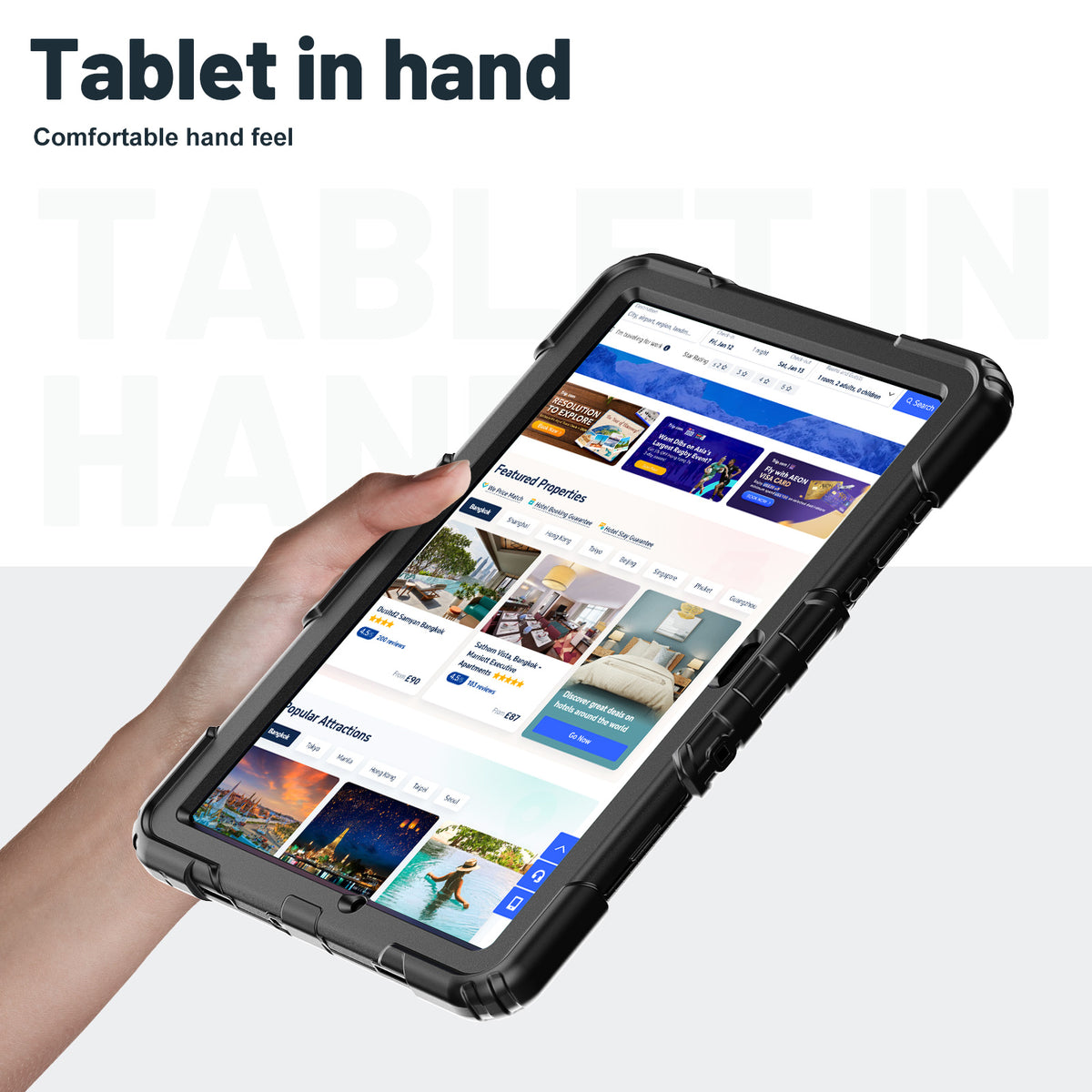 SEYMAC Galaxy Tab A11+ 11 Inch Case (2025) shown in hand with comfortable grip for easy use.