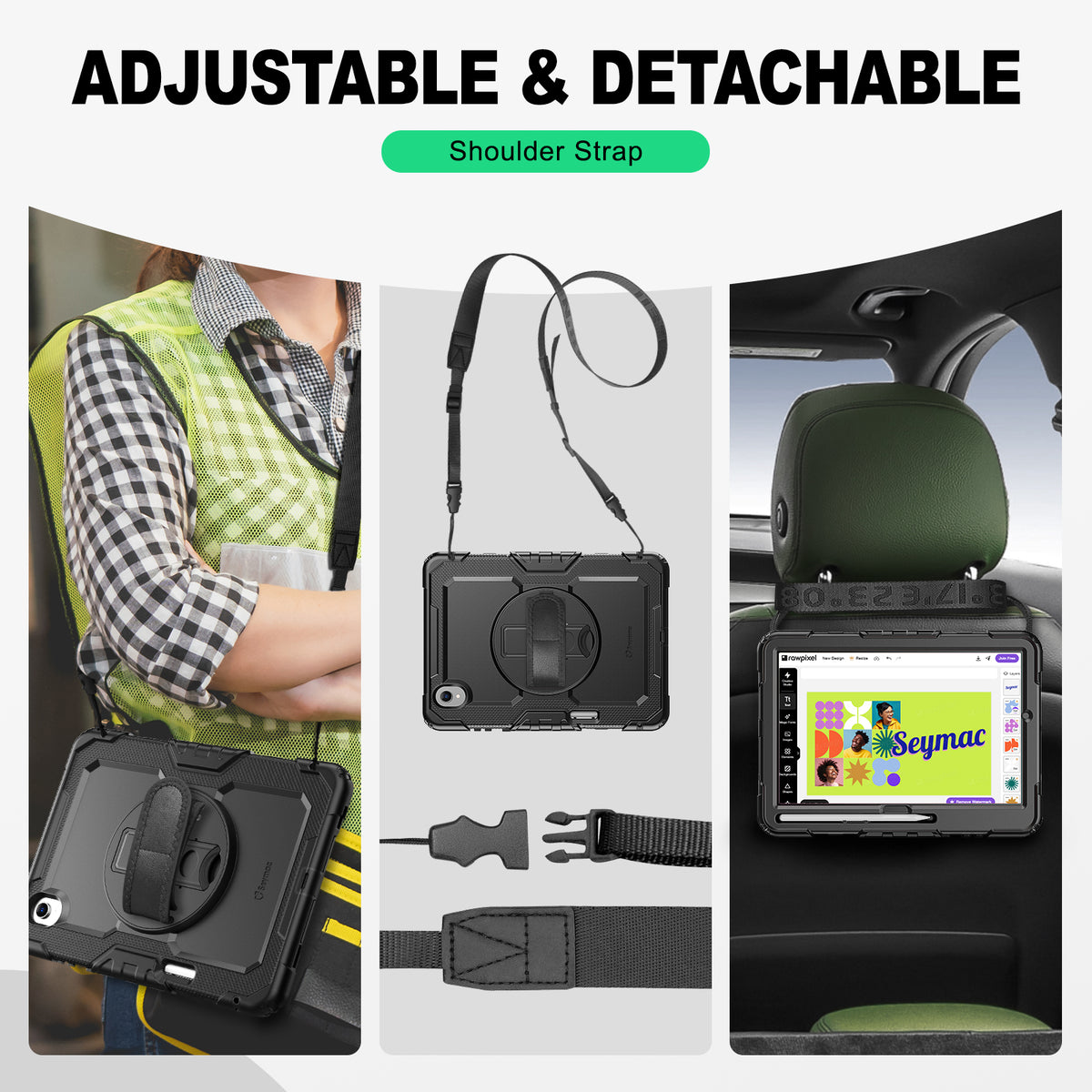 Samsung Galaxy Tab S11 11-Inch rugged case with hand strap, adjustable & detachable shoulder strap