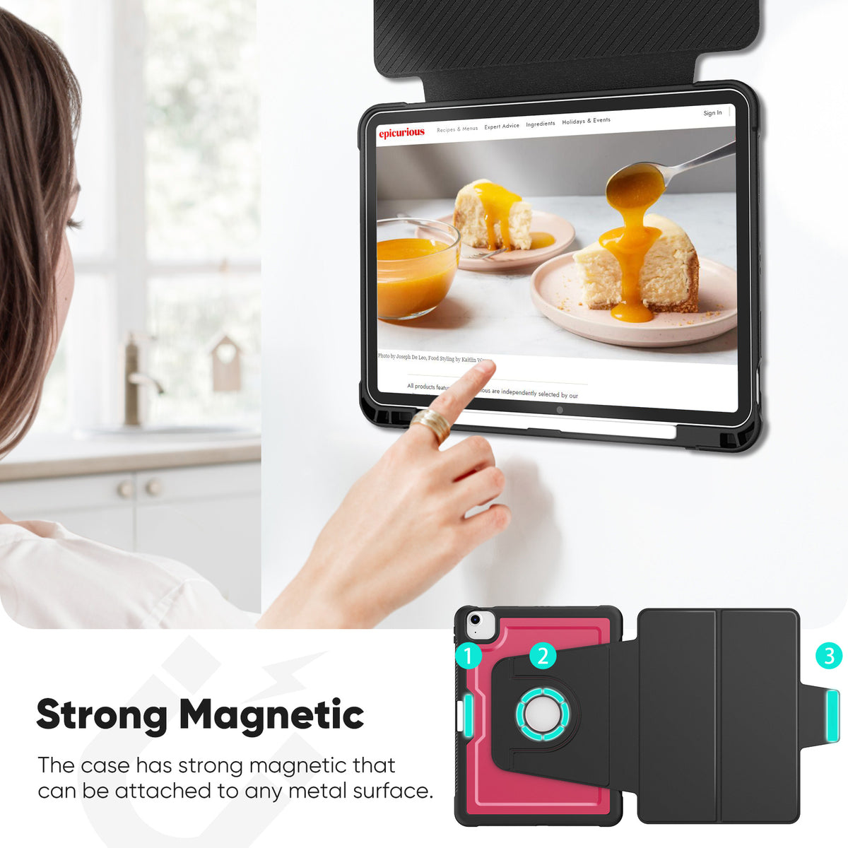 SEYMAC iPad Air 11 Inch Case (M2/M3) (2024/2025) showing strong magnetic attachment feature.