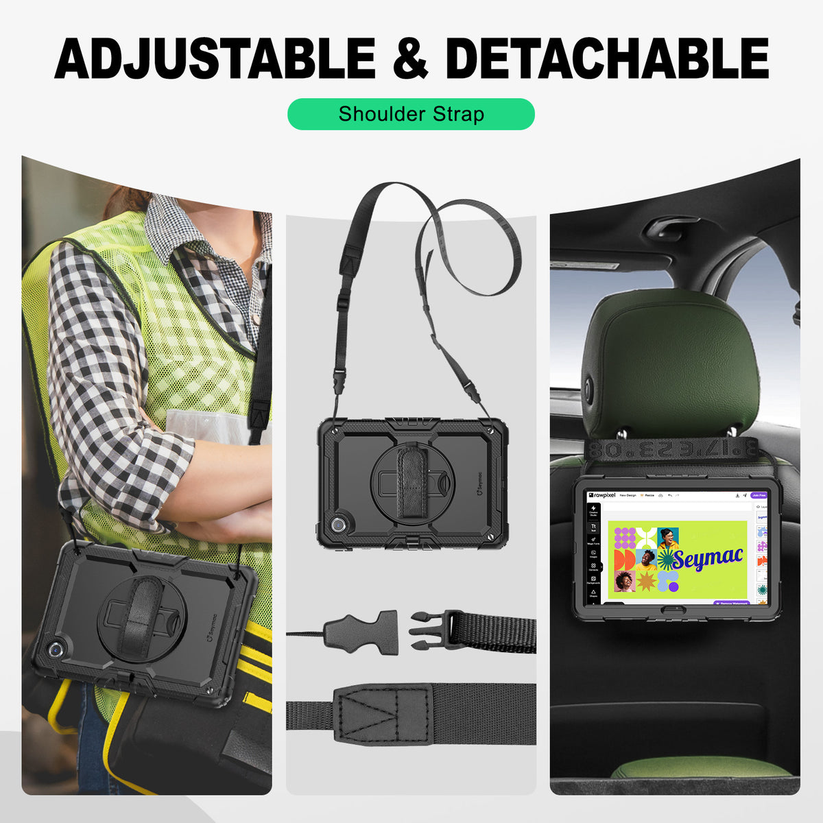 Lenovo Tab M11/K11/Idea Tab 11-Inch rugged case with hand strap, adjustable & detachable shoulder strap