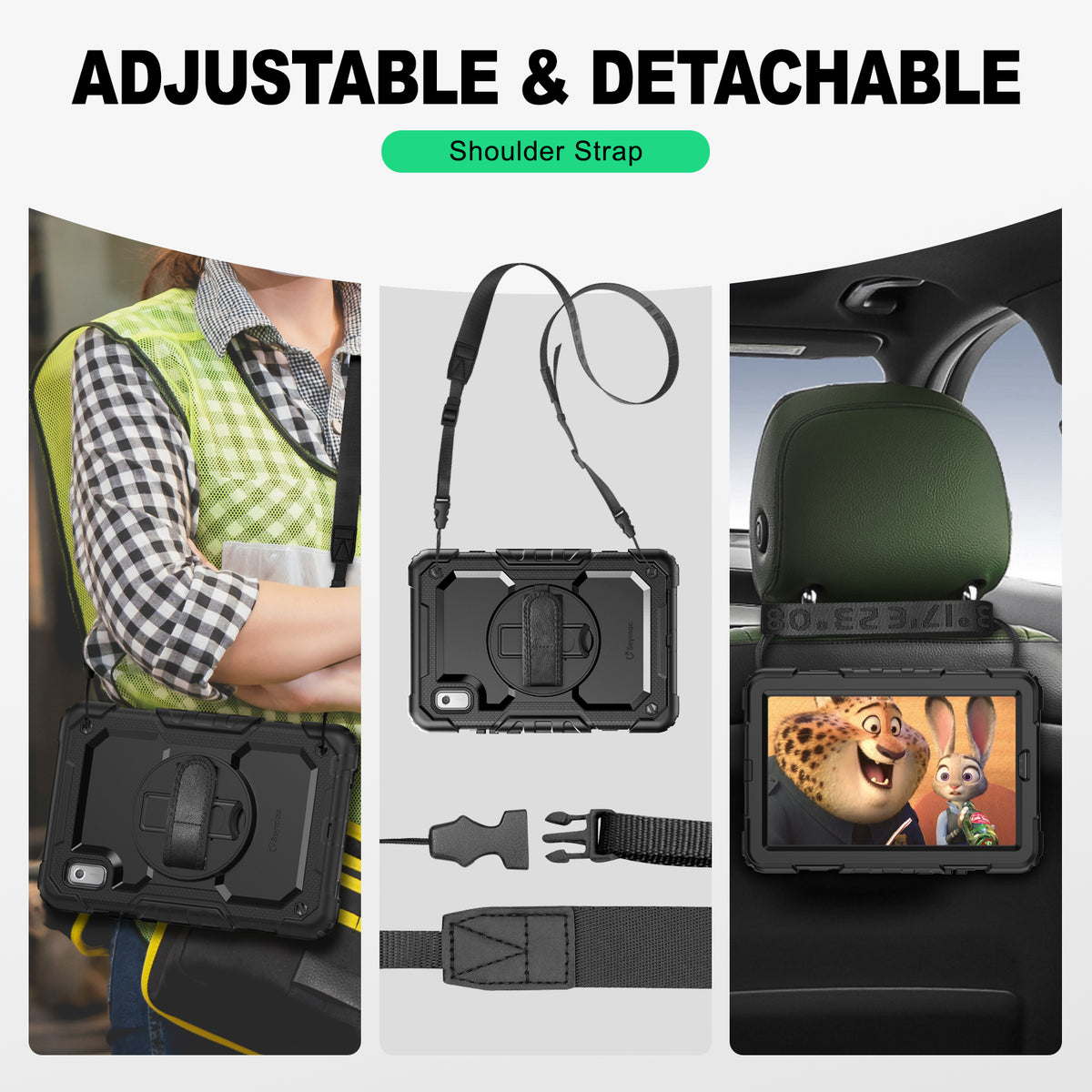 Lenovo Tab M9 9-Inch (2023) rugged case with hand strap, adjustable & detachable shoulder strap