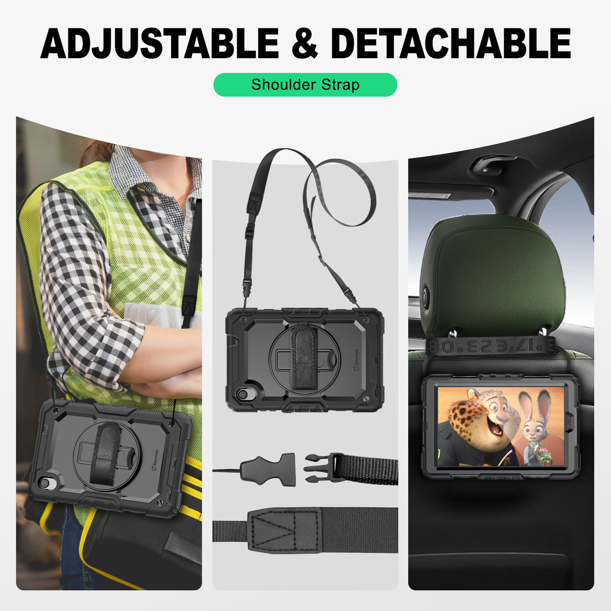 Lenovo Tab M8 (2nd/3rd) 8-Inch rugged case with hand strap, adjustable & detachable shoulder strap