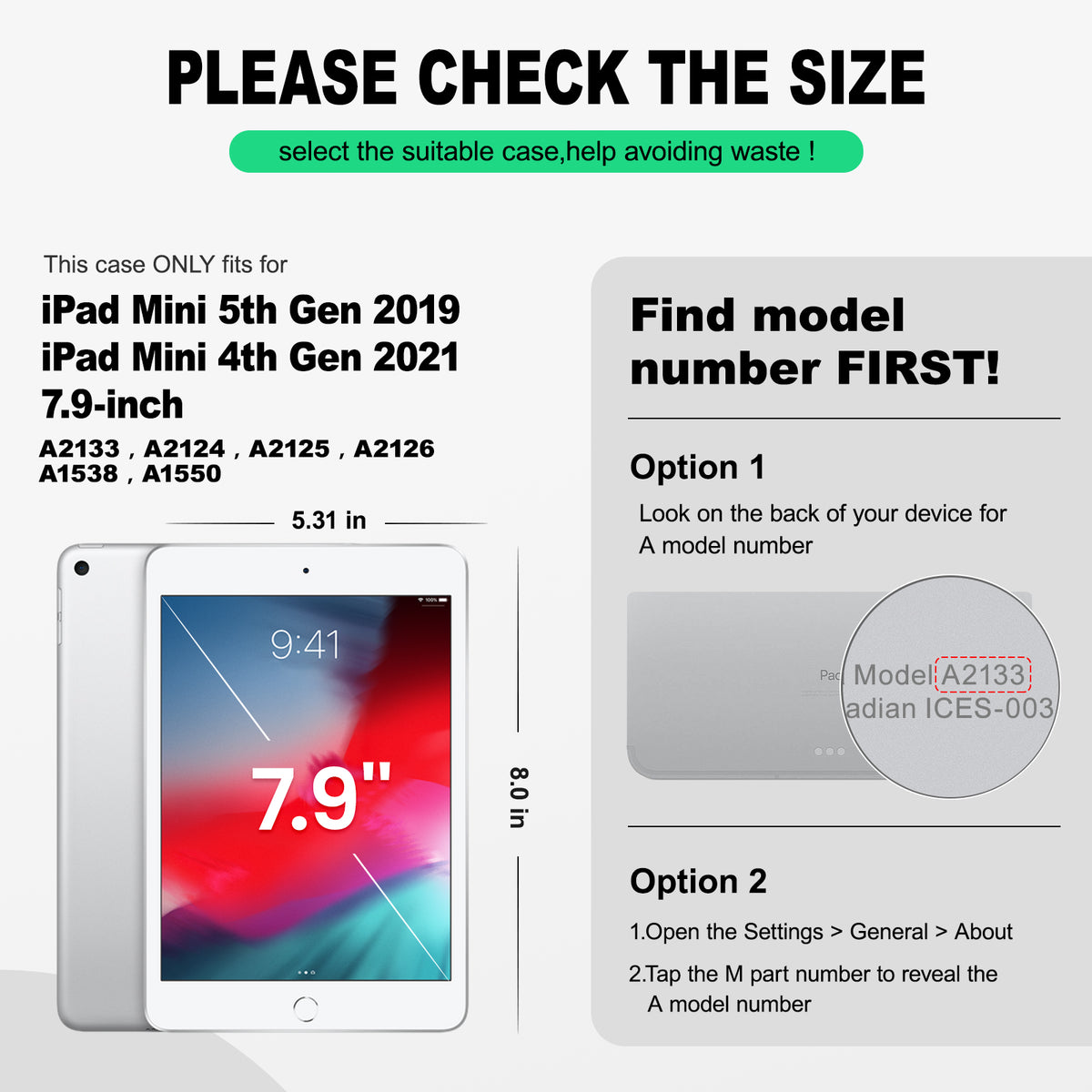 iPad Mini (4th/5th Gen) 7.9-Inch rugged case with hand strap, find your model number first