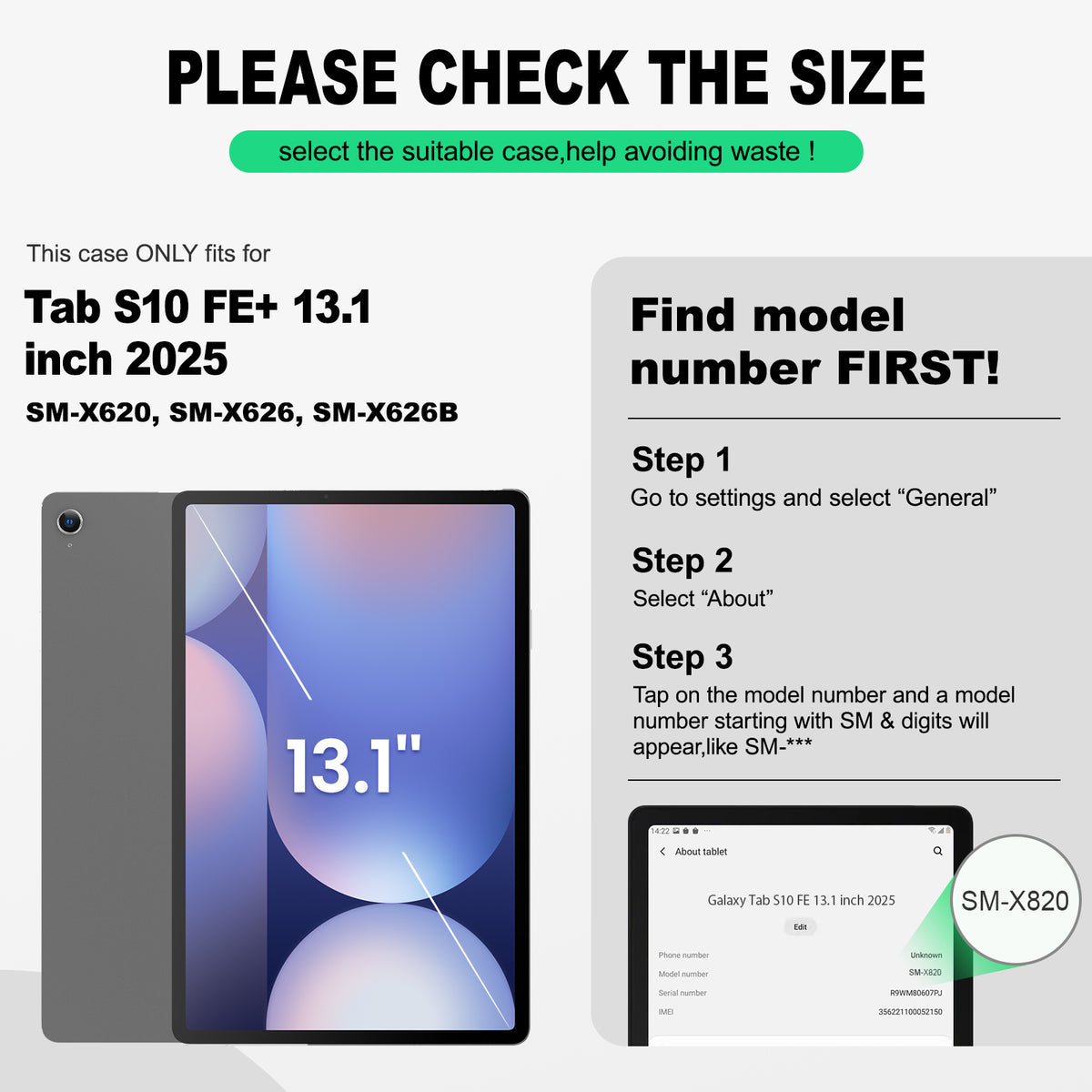 Samsung Galaxy Tab S10 FE+ 13.1-Inch rugged case with hand strap, find your model number first