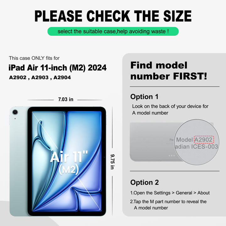 SEYMAC iPad Air 11 Inch Case (M2/M3) (2024/2025)-Silicone-S Series-Black-SEYMAC