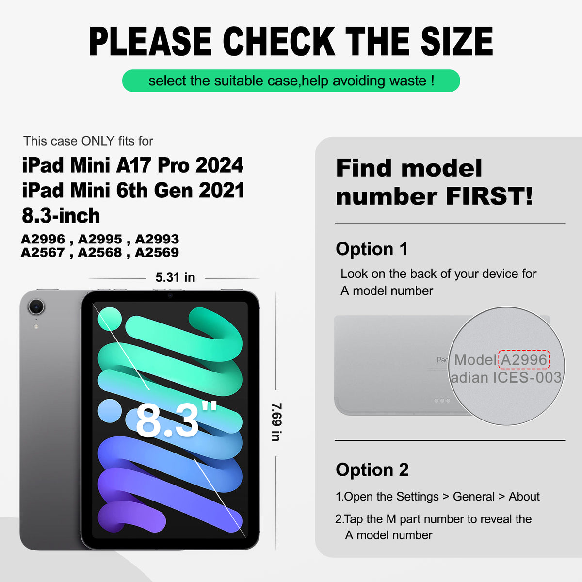 iPad Mini (A17 Pro/6th Gen) 8.3-Inch rugged case with hand strap, find your model number first