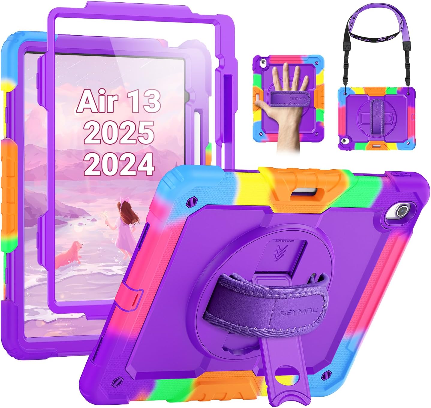 iPad Air 13-Inch (M4/M2/M3) Rugged Case with Adjustable Hand Strap