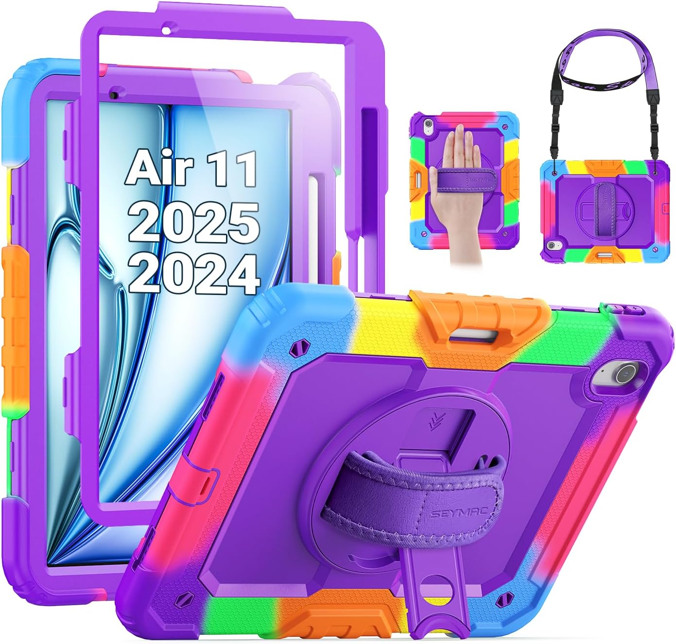 iPad Air 11-Inch (M4/M2/M3) Rugged Case with Adjustable Hand Strap