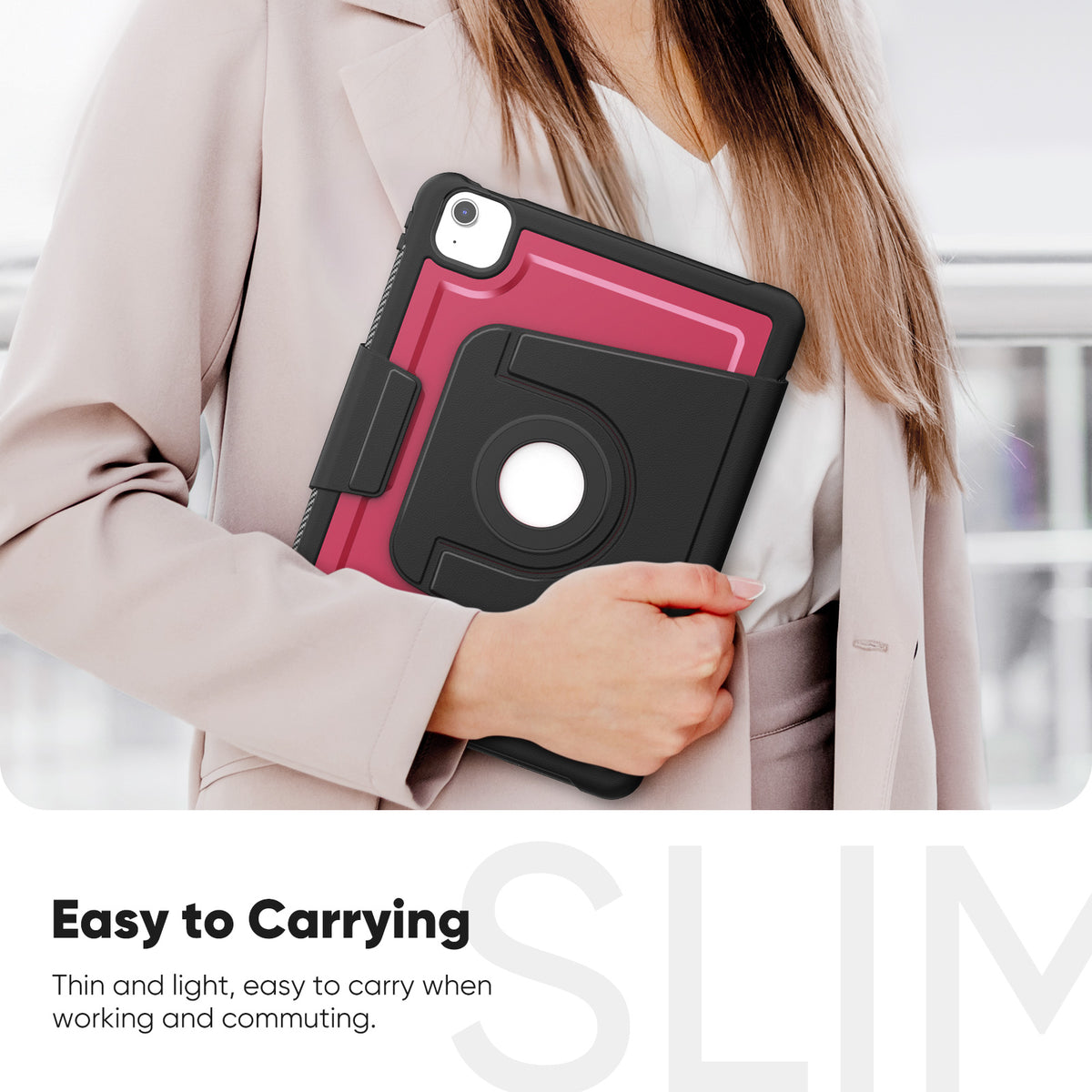 SEYMAC iPad Air 11 Inch Case (M2/M3) (2024/2025) held by a person, showcasing its slim and lightweight design.