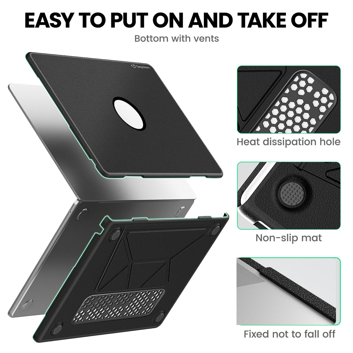 Macbook Air 13-inch (M5/M4/M3/M2) Premium Leather Case with Hidden Stand