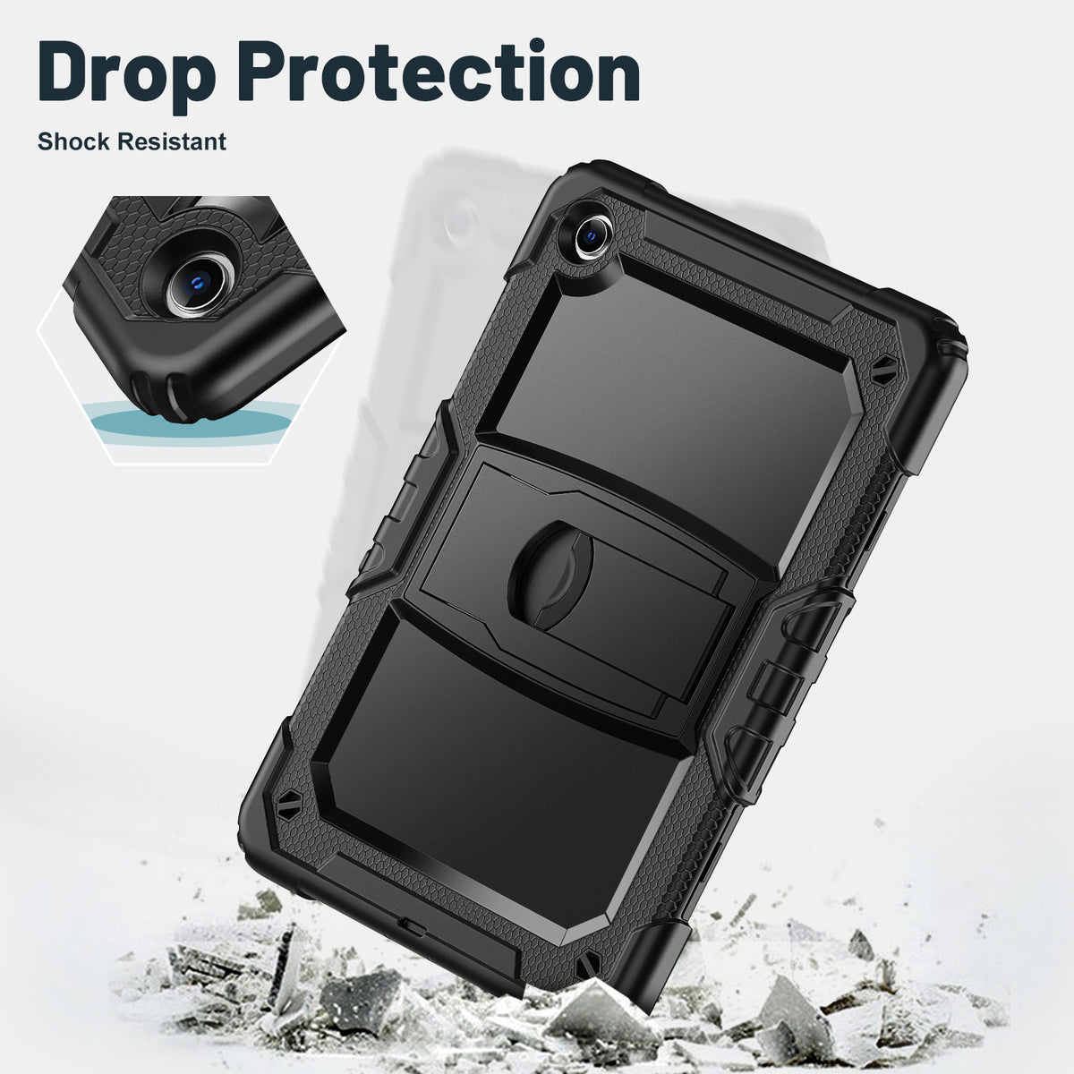 SEYMAC Galaxy Tab A11+ 11 Inch Case (2025) showcasing drop protection and shock-resistant features.