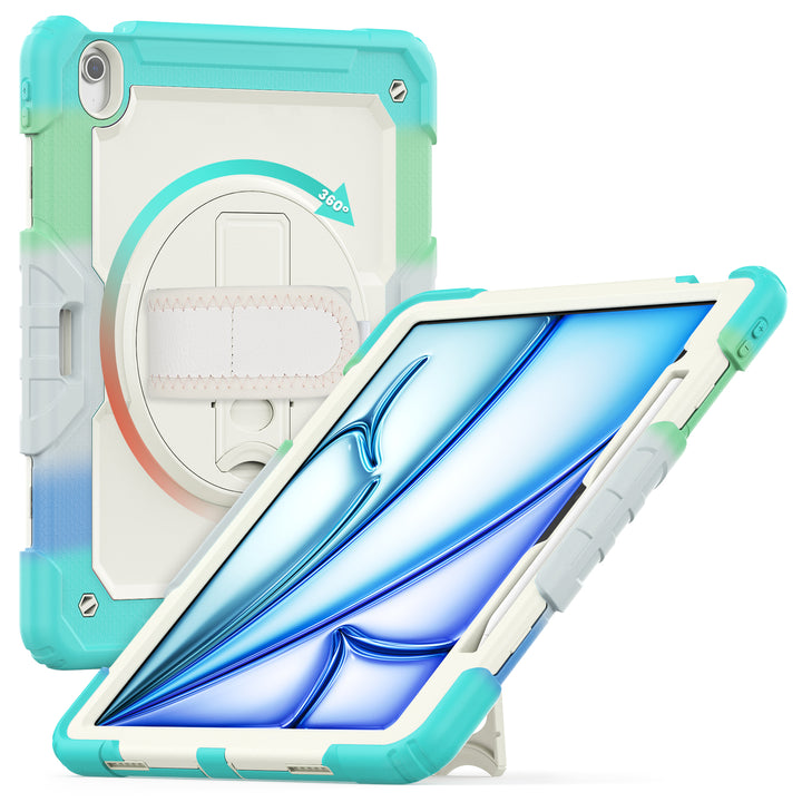 SEYMAC iPad Air 13 Inch Case (M2/M3) (2024/2025)-Silicone-S (Beige) Series-Rainbow Blue