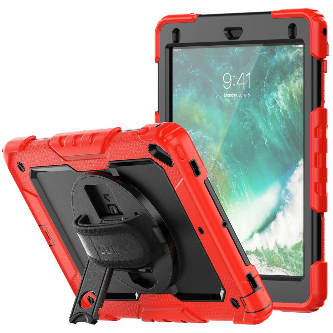 Pour IPad 9,7 Pouces (2018) / (2017) / AIR 2 / IPad Pro 9,7 Pouces (2016)  360 ° Swivel Swivel Strap Handy Kickstand Coque PC Silicone Couvercle Avec