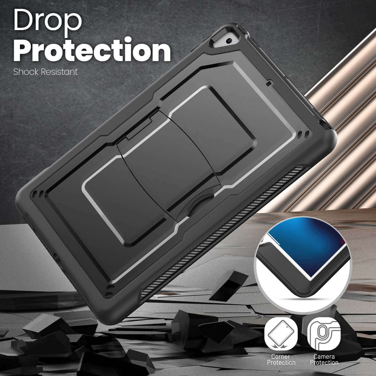 iPad Pro 10.5 Inch Rugged Case with Built‑in Kickstand