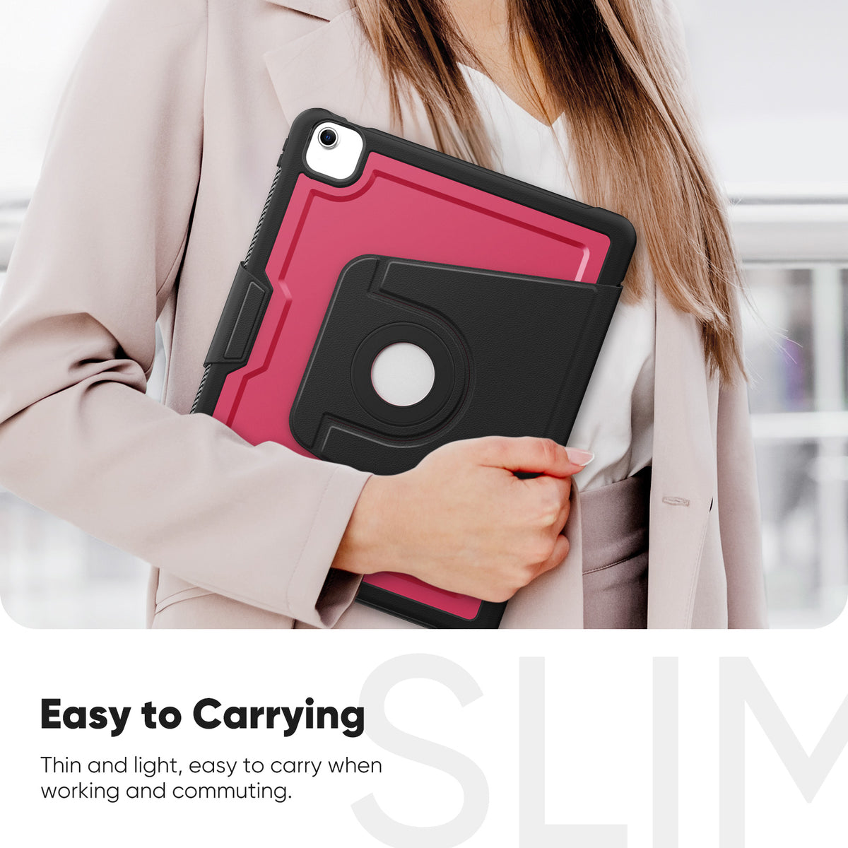 SEYMAC iPad Air 13 Inch Case (M2/M3) (2024/2025) held by a person, showcasing its slim and lightweight design.