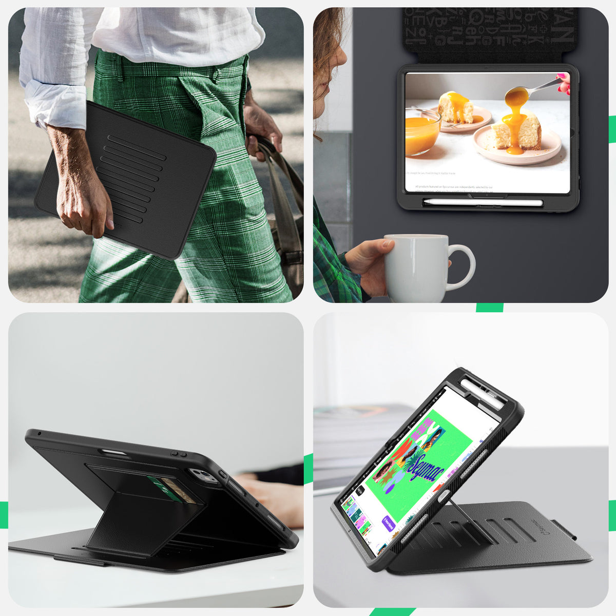 SEYMAC iPad Pro 11 Inch Case (M4) (2024)-Leather-C Series-Black-SEYMAC