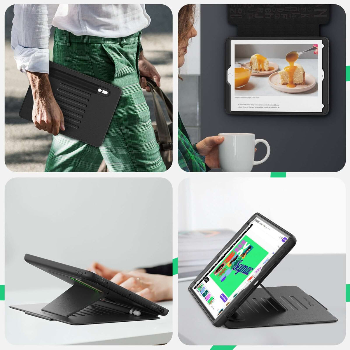 SEYMAC iPad Air 2nd Gen 9.7 Inch Case (2014)-Leather-C Series-Black-SEYMAC