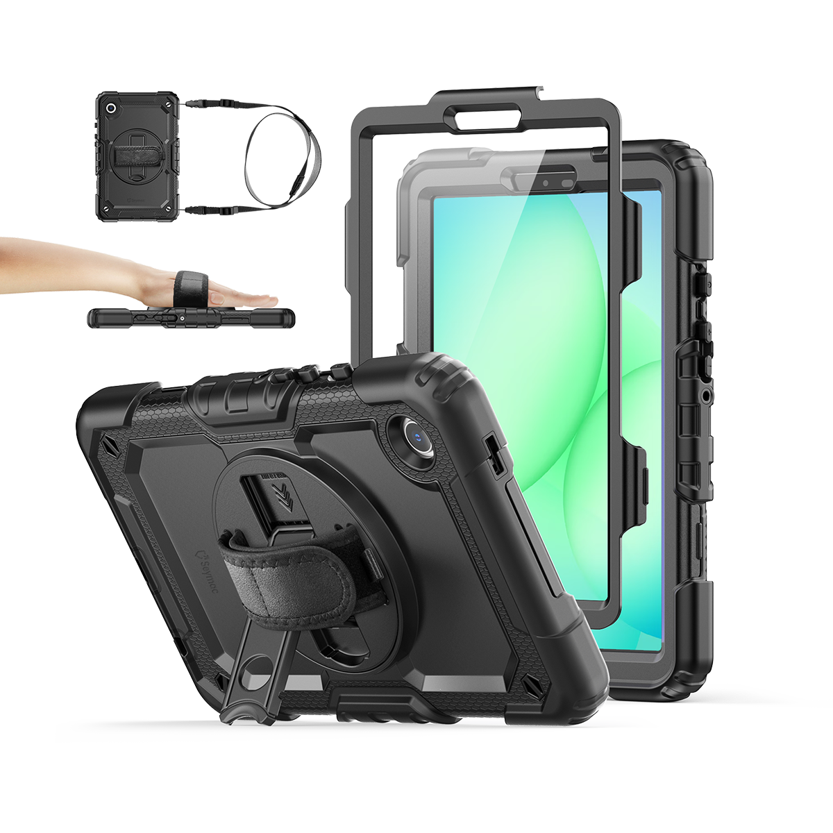 Galaxy Tab A11 8.7-Inch rugged case with hand strap, black