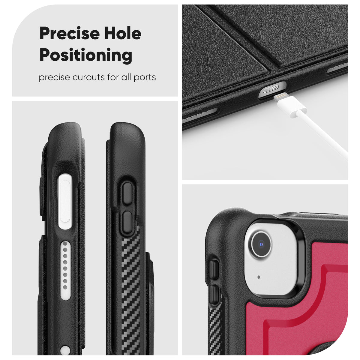 SEYMAC iPad Air 11 Inch Case (M2/M3) (2024/2025) showcases precise hole positioning for all ports.