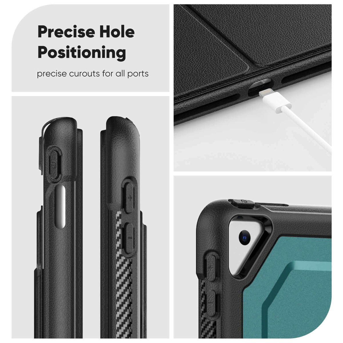 SEYMAC iPad Air 3rd Gen 10.5 Inch Case (2019) showcasing precise hole positioning and cutouts for all ports.