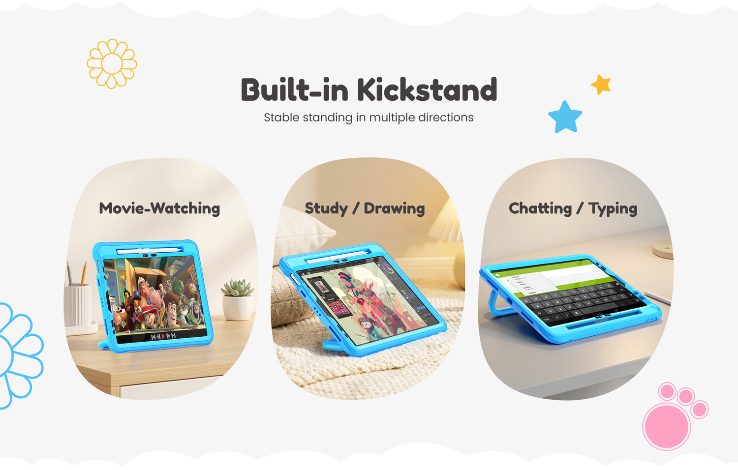 Kids Tablet Case for iPad Air 11-inch, built-in kickstand