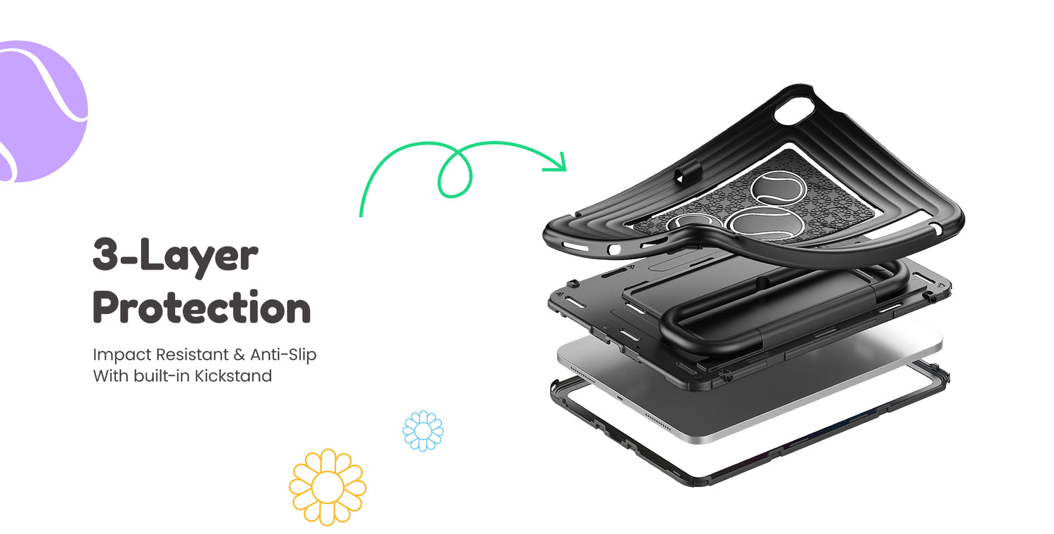 impact resistant & anti-slip with built-in kickstand