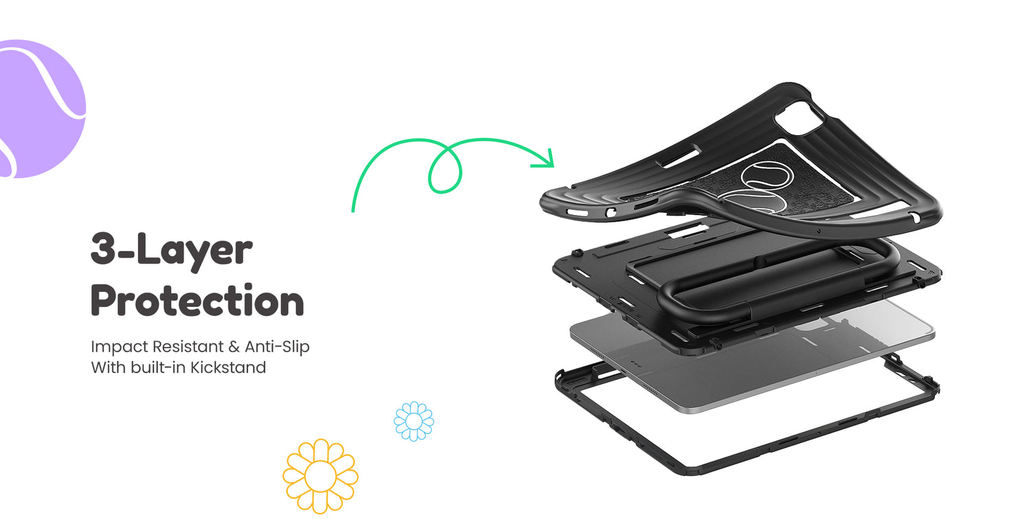 Kids Tablet Case for iPad Air 11-inch, 3-layer protection