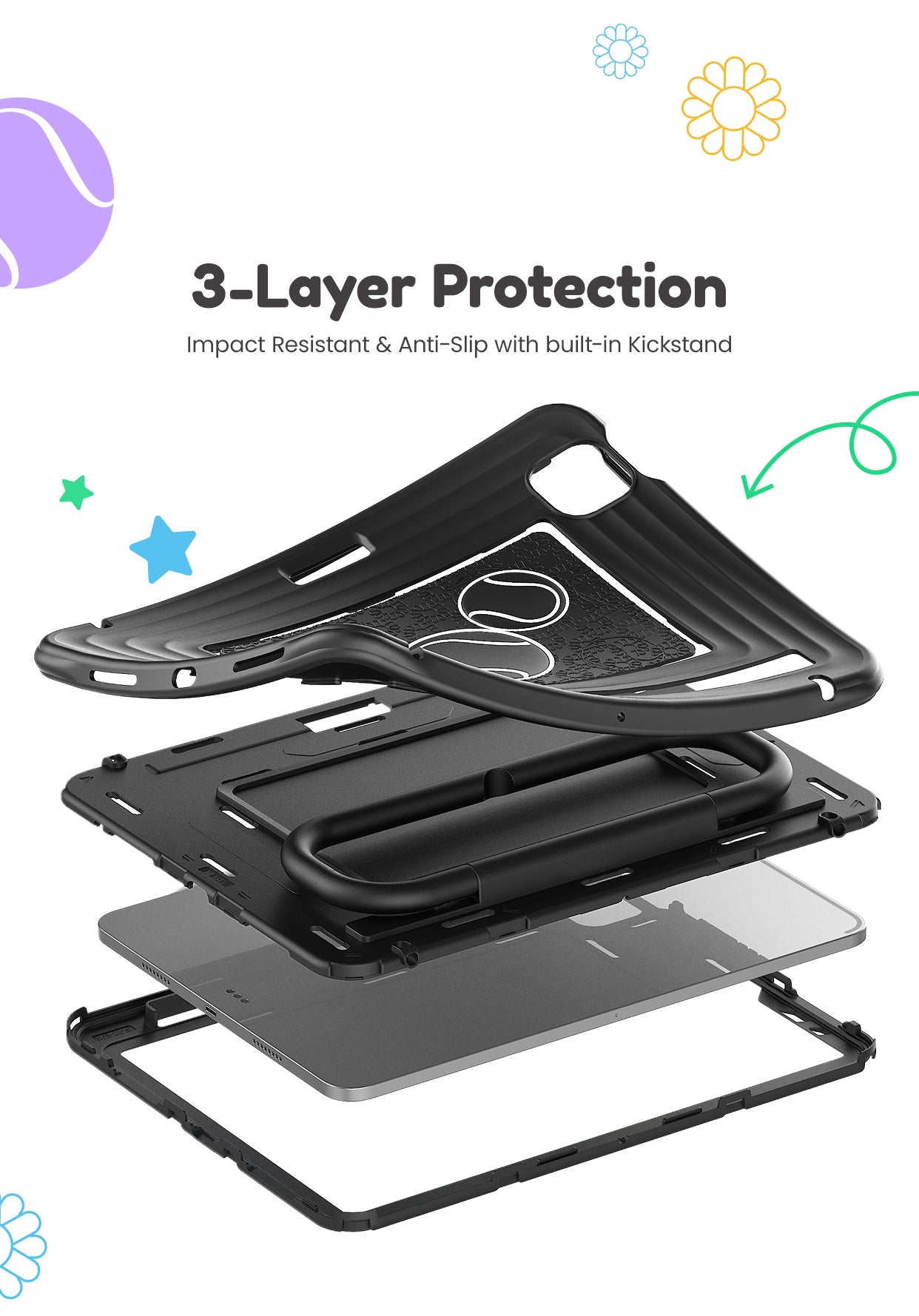 Kids Tablet Case for iPad Air 11-inch, impact resistant