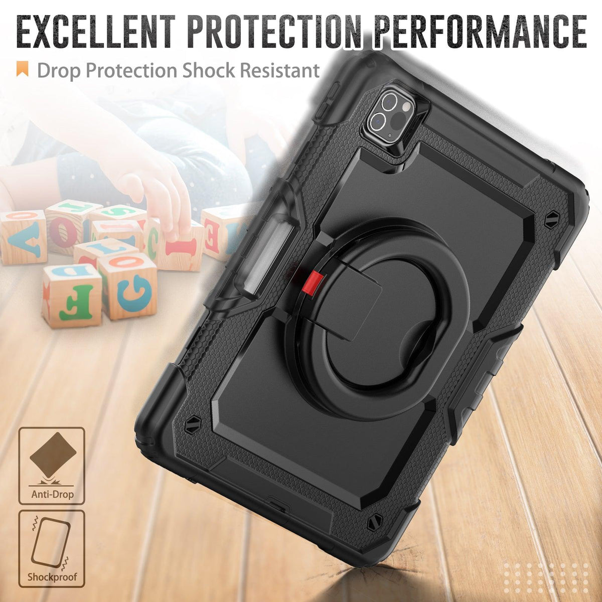 iPad Pro 11 Inch (4th/3rd/2nd/1st Gen) Rugged Case with 360° Rotating Hand Grip
