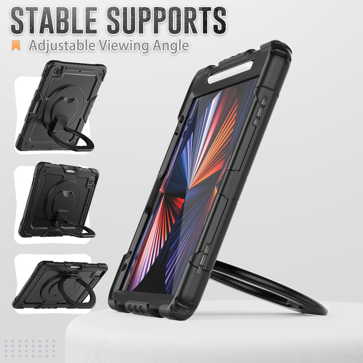 iPad Pro 12.9 Inch (3rd/4th/5th/6th Gen) Rugged Case with 360° Rotating Hand Grip