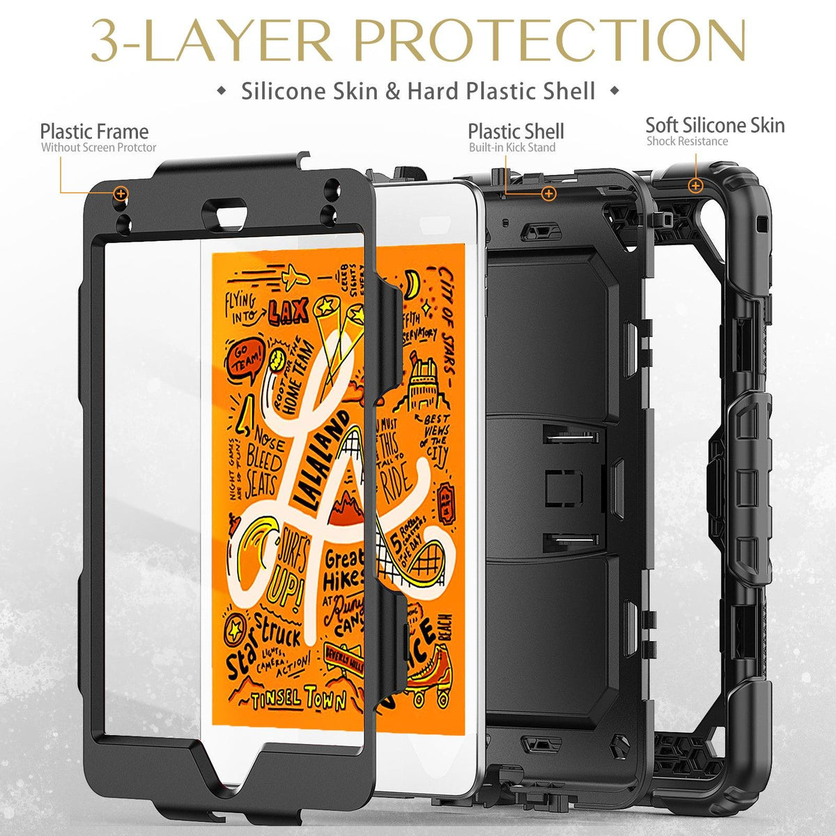iPad Mini (4th/5th Gen) 7.9-Inch Heavy Duty Case with Built‑in Kickstand