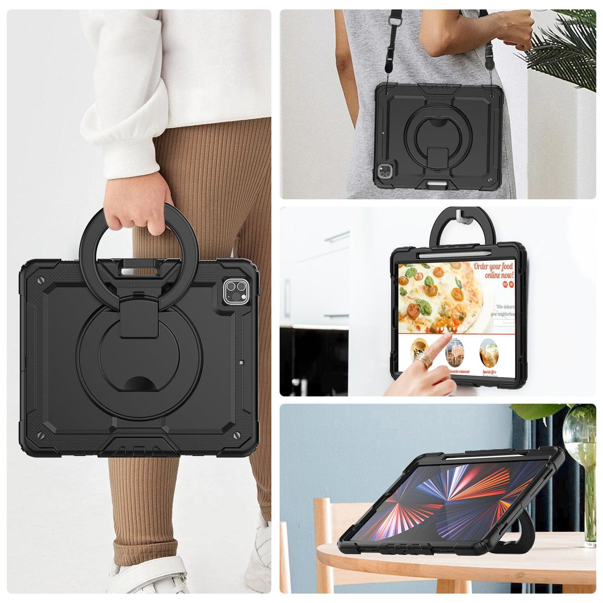 iPad Pro 12.9 Inch (3rd/4th/5th/6th Gen) Rugged Case with 360° Rotating Hand Grip