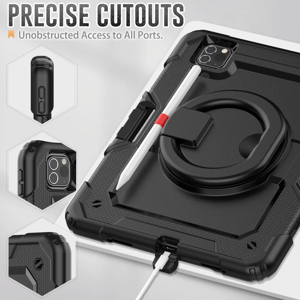 iPad Pro 11 Inch (4th/3rd/2nd/1st Gen) Rugged Case with 360° Rotating Hand Grip