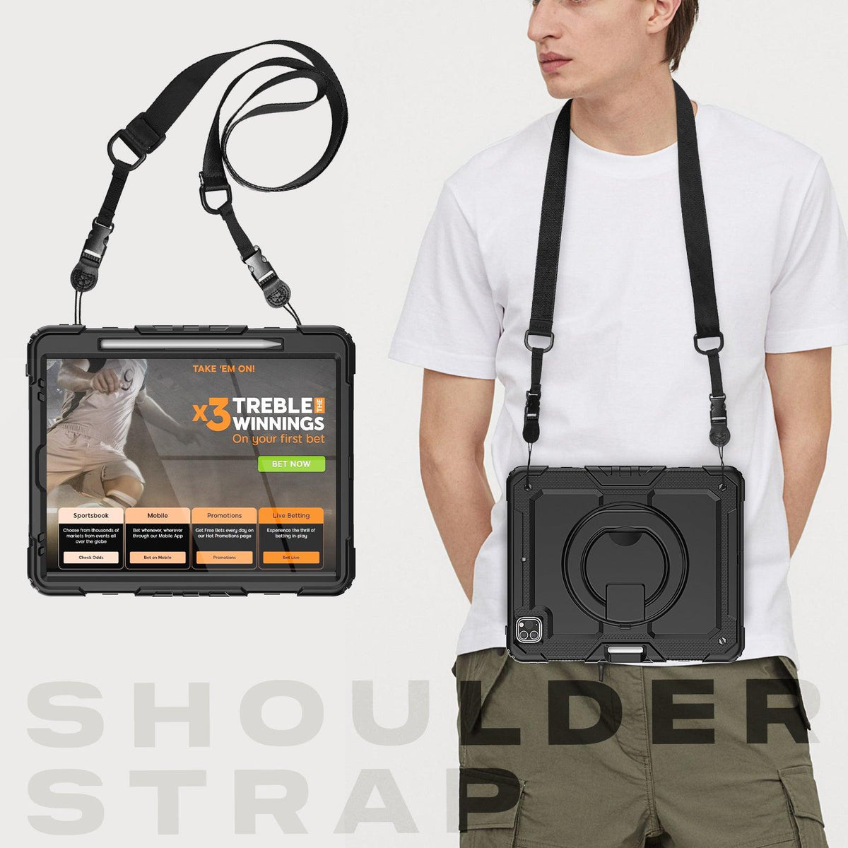 iPad Pro 12.9 Inch (3rd/4th/5th/6th Gen) Rugged Case with 360° Rotating Hand Grip